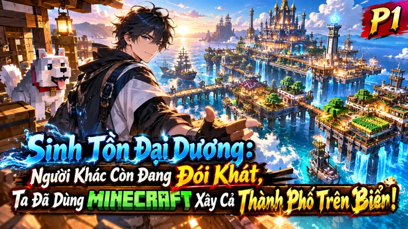 【Full Bộ 1-229】Sinh Tồn Đại Dương: Người Khác Còn Đang Đói Khát, Ta Đã Dùng Minecraft Xây Cả Thành Phố Trên Biển!
